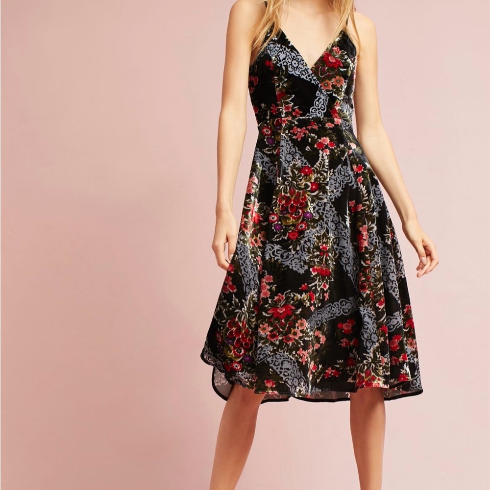Floral Velvet Burnout Women's Slip Dress